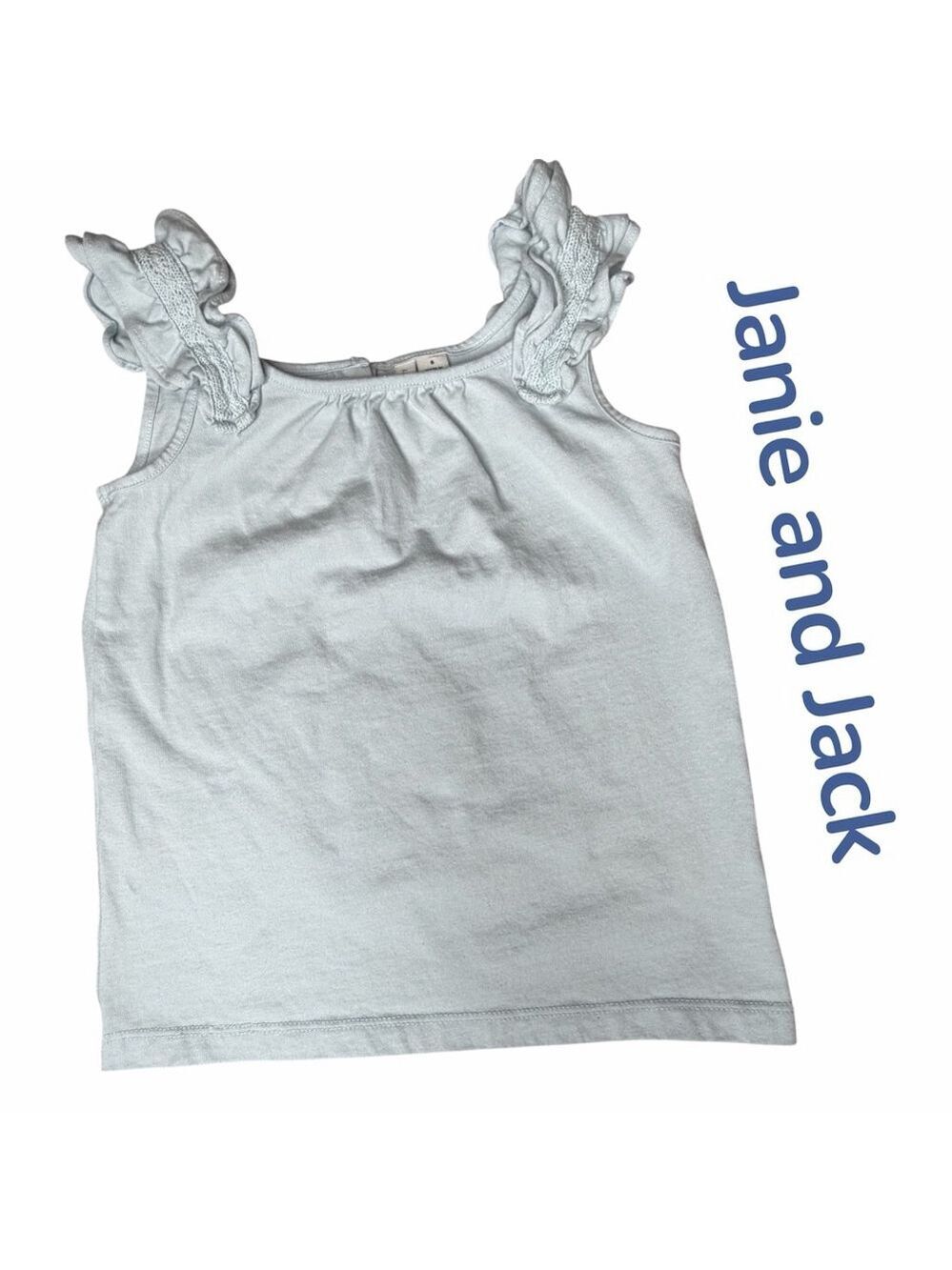 Janie and Jack Girls Ruffle Lace Strap Top Blue Size 6